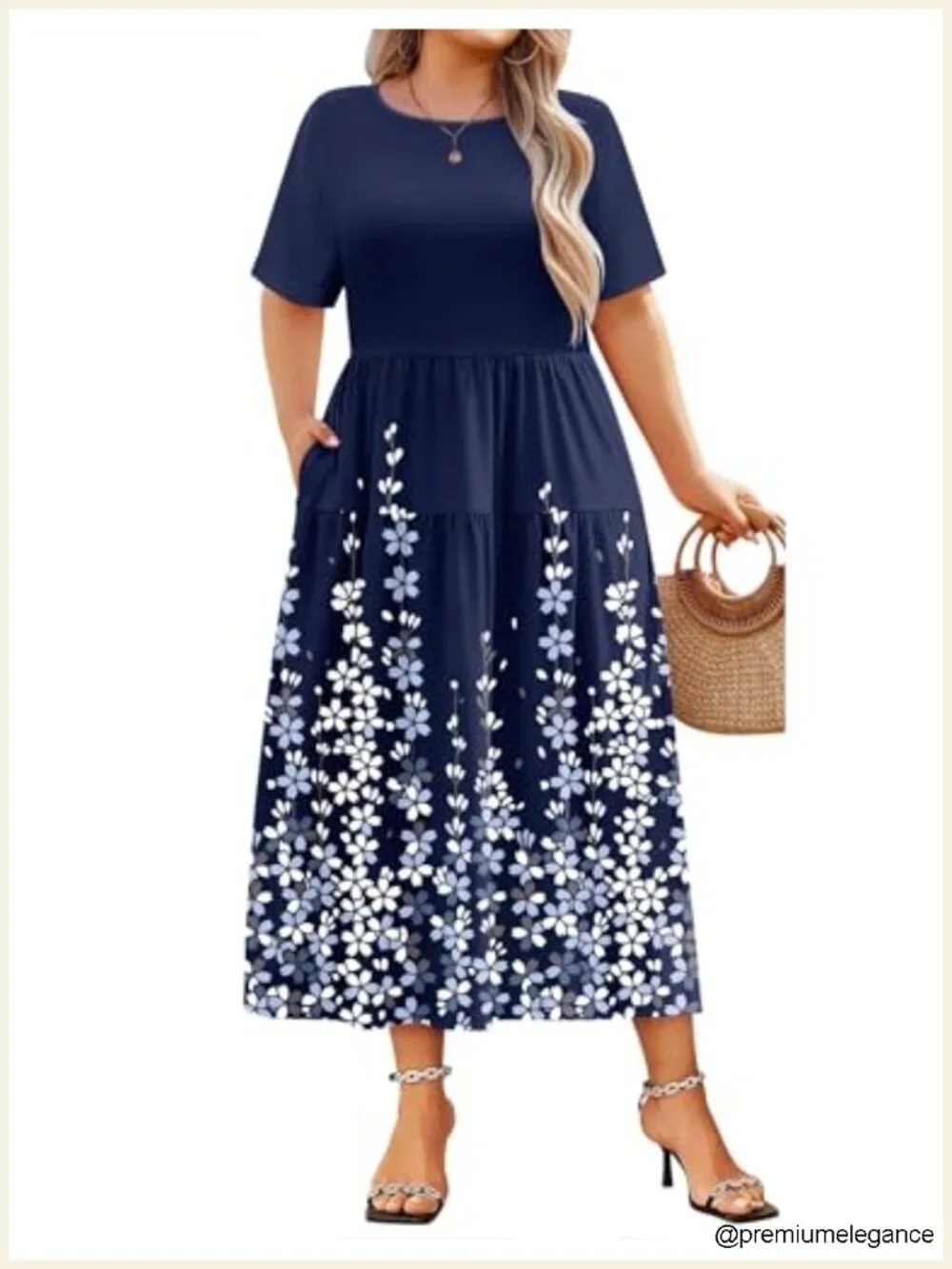 Plus Size Bohemian Maxi Dress with Pockets